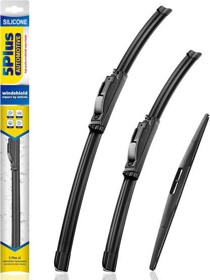 5 PLUS® Silicone Windshield Wipers Replacement for 2007-2014 Ford edge, 2007-2015 Lincoln MKX Wiper Blades(Set of 3),Automotive Replacement Windshield Wiper Blades For My Car-26"/20"/14" - Colors B