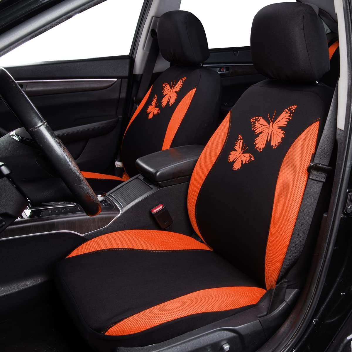 Flying Banner Butterfly car seat Covers ful Set Fashion Universal Lady Woman Female Rear Bench Split Colorized (Pink, 2 Fronts - Lace)