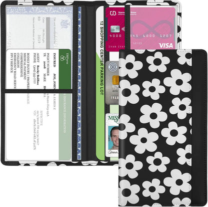 Car Registration and Insurance Holder, Auto Truck Document Holder with Magnetic Shut, Vehicle Glove Box Car Organizer, Interior Car Accessories for Women Men (Bow)