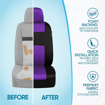 BDK PolyPro Car Seat Covers Full Set in Charcoal on Black – Front and Rear Split Bench for Cars, Easy to Install Cover Set, Accessories Auto Trucks Van SUV