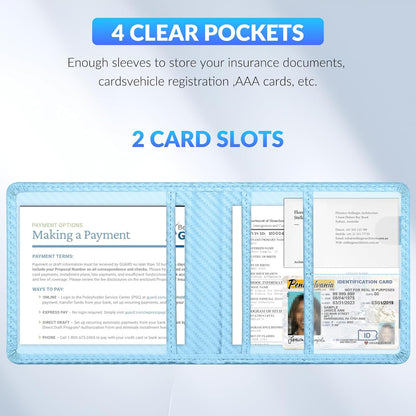 Car Registration and Insurance Card Holder，Vehicle Glove Box Car Organizer，Accessories Case for Storing Driving Licences, Cards, Documents