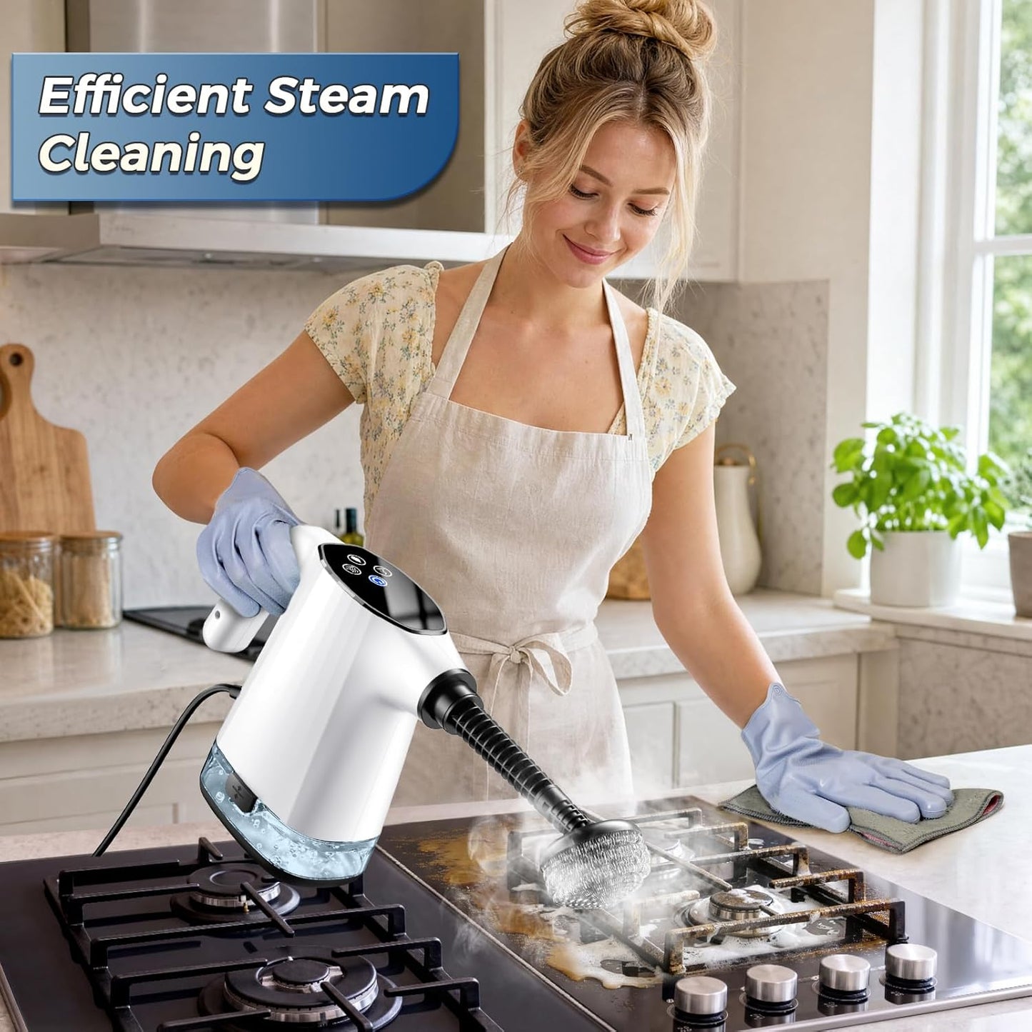 Handheld Steam Cleaner, Portable Steamer for Cleaning with 18PCS Accessories, 12s Fast Heating, Pressurized Steam Cleaner for Home, Kitchen, Bathroom, Car Detailing, Window, and Clothes, Green