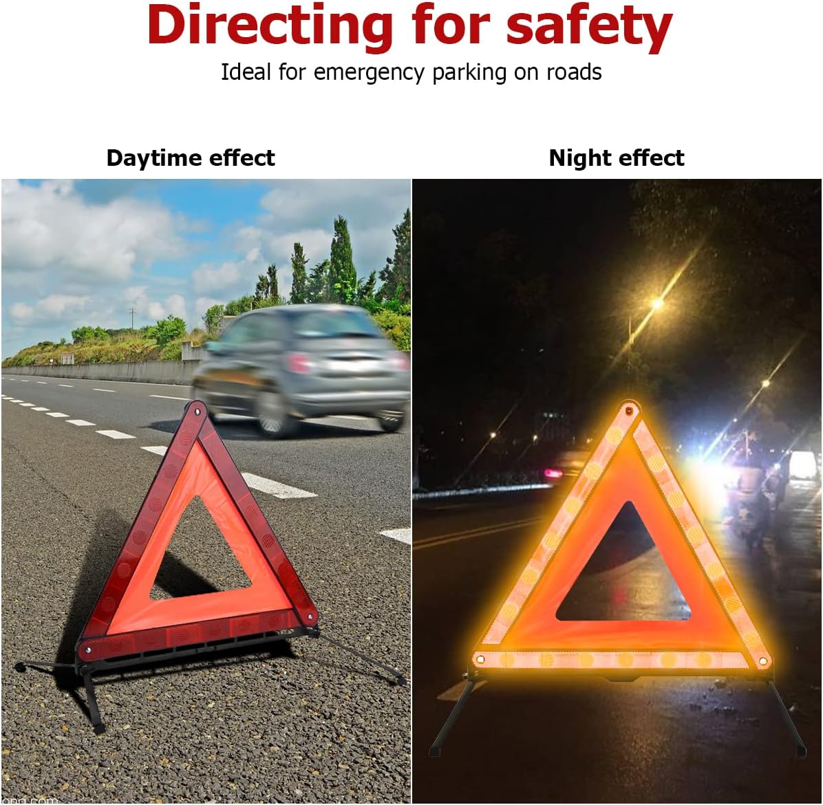 Warning Triangles, Foldable Car Road Warning Reflective Triangles, Emergency Triangle for Vehicles Breakdown, Slow Moving Vehicle Triangle Reflector Safety Triangle Kit
