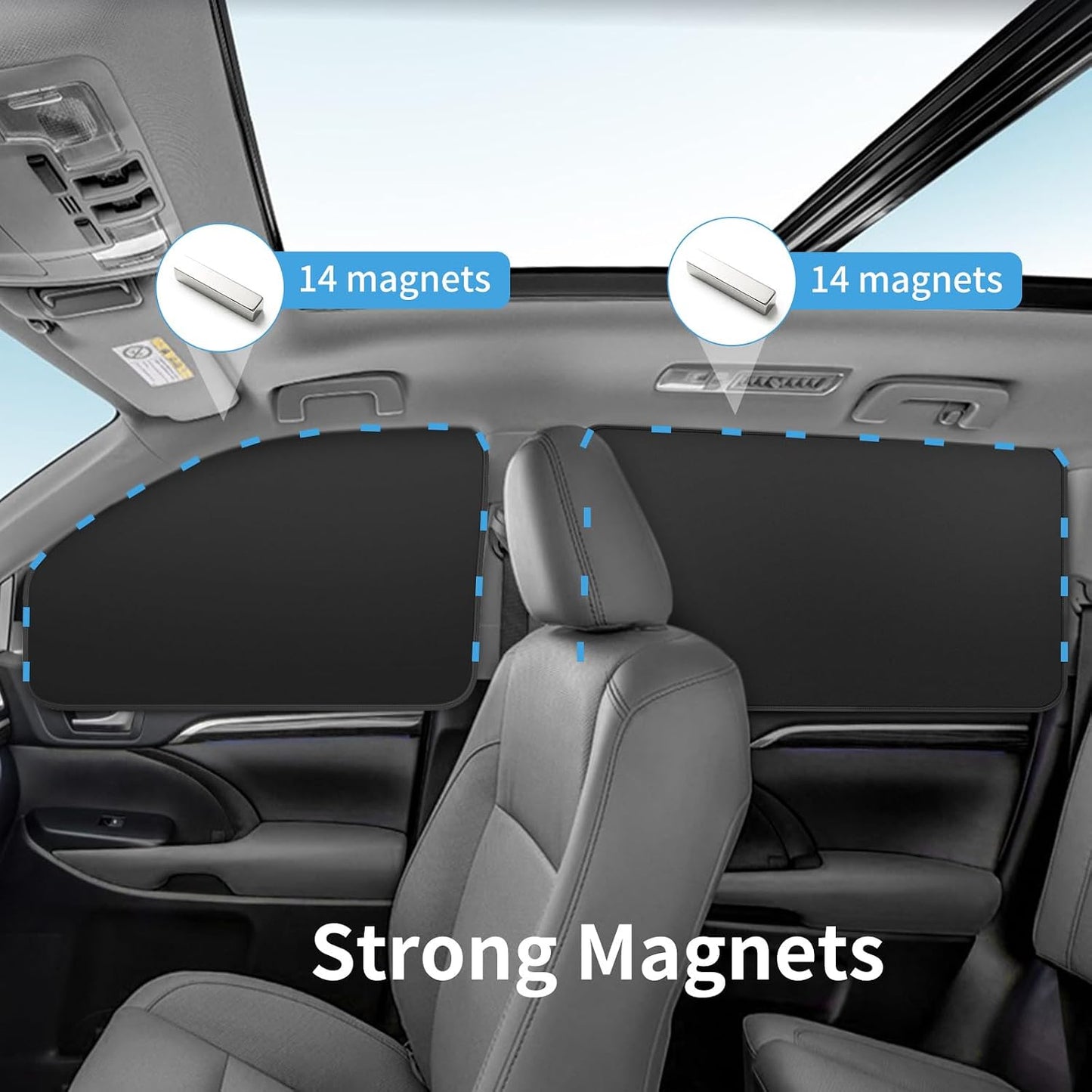 Car Window Sun Shades Curtains - Magnetic Privacy Curtains Side Window Sun Shades 100% Block Light Car Window Covers with Cooler Feeling 4Pcs, Thicken(Thickset, 4pcs)