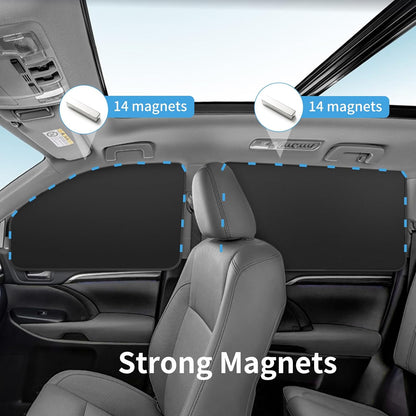 Car Window Sun Shades Curtains - Magnetic Privacy Curtains Side Window Sun Shades 100% Block Light Car Window Covers with Cooler Feeling 4Pcs, Thicken(Thickset, 4pcs)