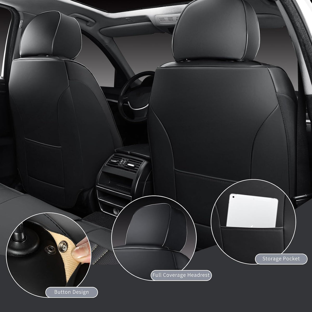 MINGBRON Leather Car Seat Covers,Car Seat Protector Waterproof,Seat Covers Full Set, Car Seat Protectors 5 Seats,Automotive Seat Covers Fit Most Cars Wine Red