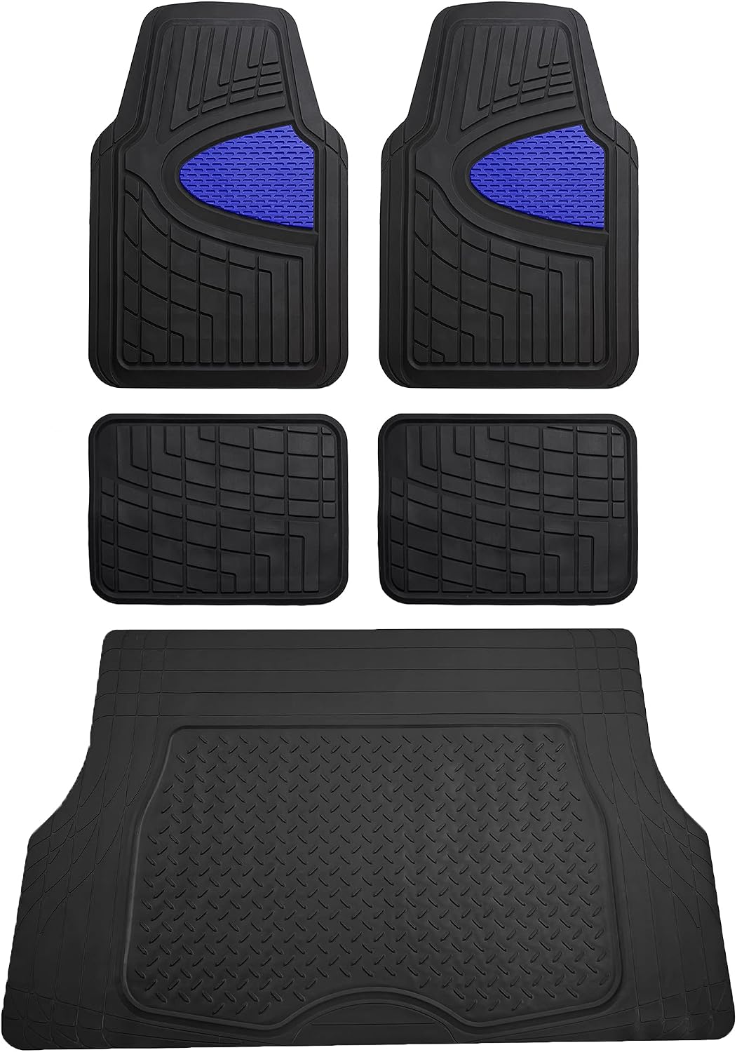 FH Group Automotive Floor Mats - Heavy-Duty Rubber Floor Mats for Cars, Universal Fit Full Set, Climaproof & Trimmable Floor Mats for Most Sedan, SUV, Truck, Black