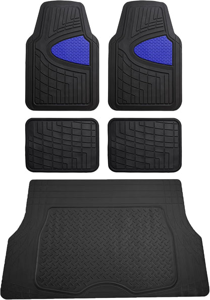 FH Group Automotive Floor Mats - Heavy-Duty Rubber Floor Mats for Cars, Universal Fit Full Set, Climaproof & Trimmable Floor Mats for Most Sedan, SUV, Truck, Black