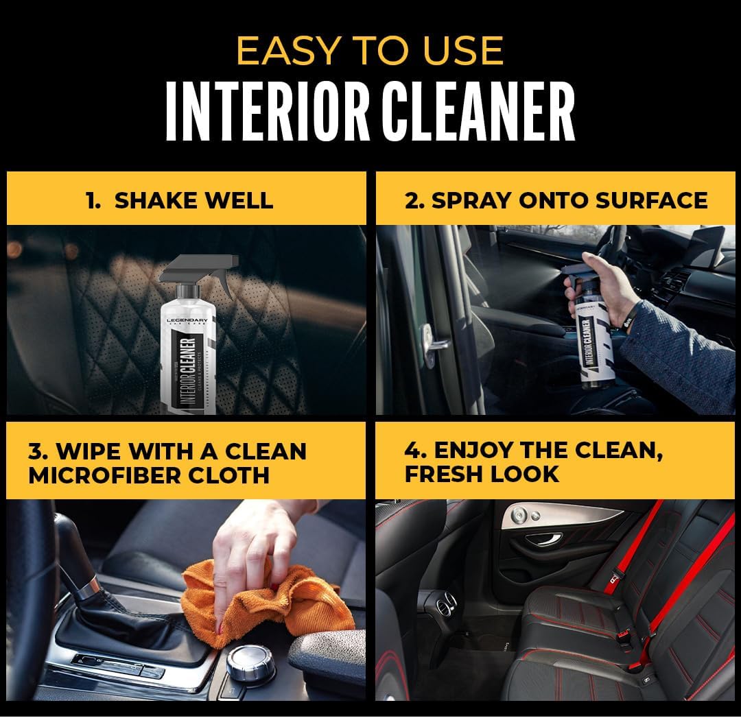 Legendary Interior Cleaner 16oz - All Purpose Interior Detailer & Carpet Cleaner for Cars - Safe on Leather, Plastic, Vinyl, Upholstery & Dashboard - UV Protectant - Tough on Stains & Dirt