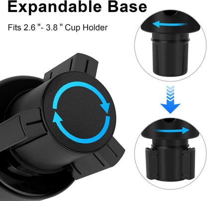 Car Cup Holder Expander, Large Cup Holder Extender for Car | Water bottle Holder Adapter with Adjustable Base Fits Yeti, Hydro Flask 24/32oz, Big Water Bottles in 3"-3.9", Black
