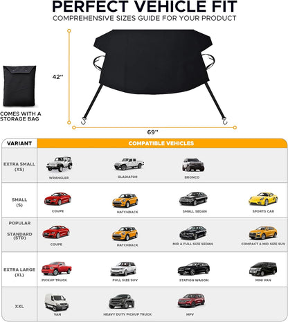 EcoNour Windshield Cover for Ice and Snow - Universal Fit for Car, SUV, Truck, Heavy Duty 600D Oxford Fabric Frost Protector for Ice & Sleet, Includes Anti-Theft Straps, Medium (69"x42")