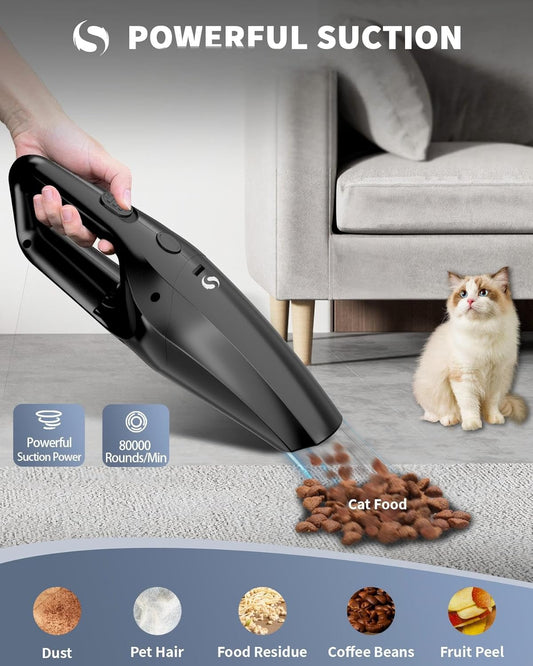 Handheld Vacuum Cordless, Car Vacuums Powerful with Rechargeable Battery, Portable Hand Held Vacuum Cordless with Washable HEPA Filter, Mini Vacuums Kit for Men and Women