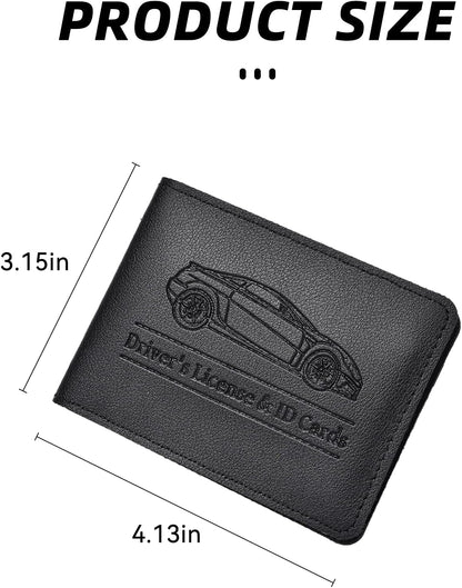 Car Registration and Insurance Holder, Leather Vehicle Document Card Glove Box Organizer, Essential Small Auto Driver License Case, Universal Automotive Interior Accessories(Black)