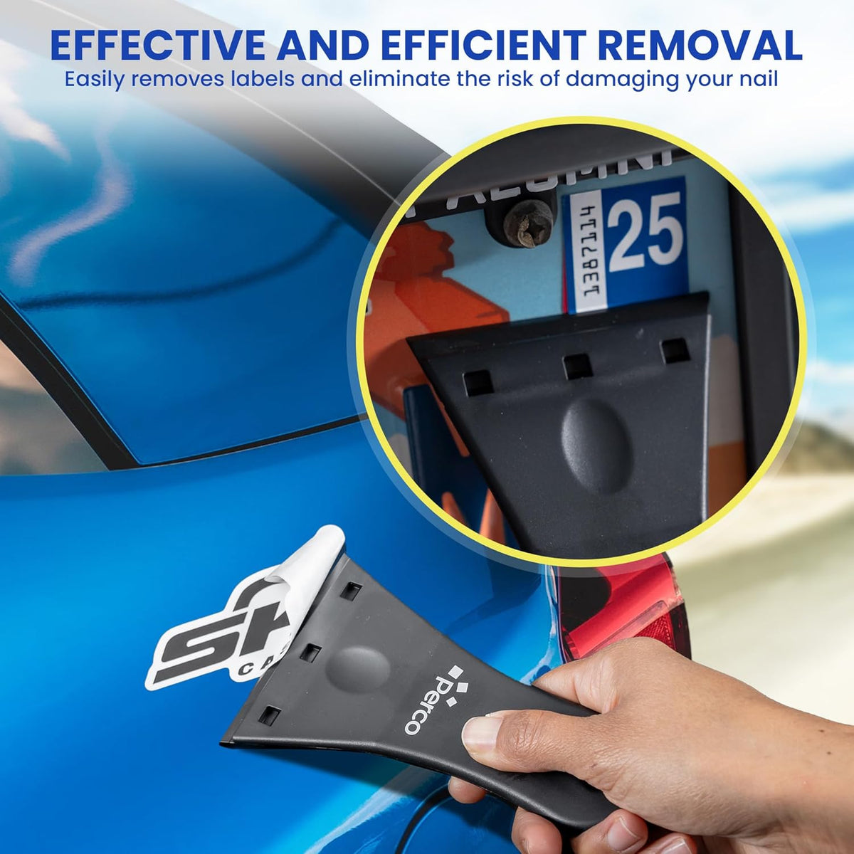 Perco Glue Off Adhesive Sticker Remover 3.3 fl. oz & Scraper with Plastic Razor for Removing Labels (Adhesive Sticker Remover & Scraper w/Plastic Razor)