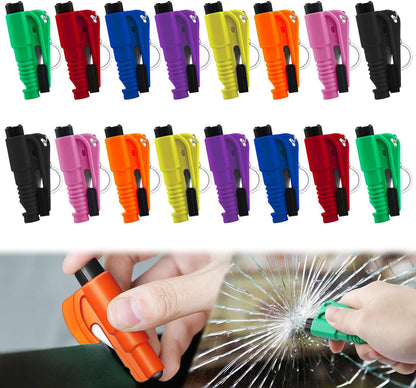 16Pcs Window Breaker Seatbelt Cutter, Portable 3 in 1 Glass Breaker/Seat Belt Cutter/Survival Whistle Car Window Breaker Keychain, Safety Emergency Escape Tools, Multifunctional Car Accessories