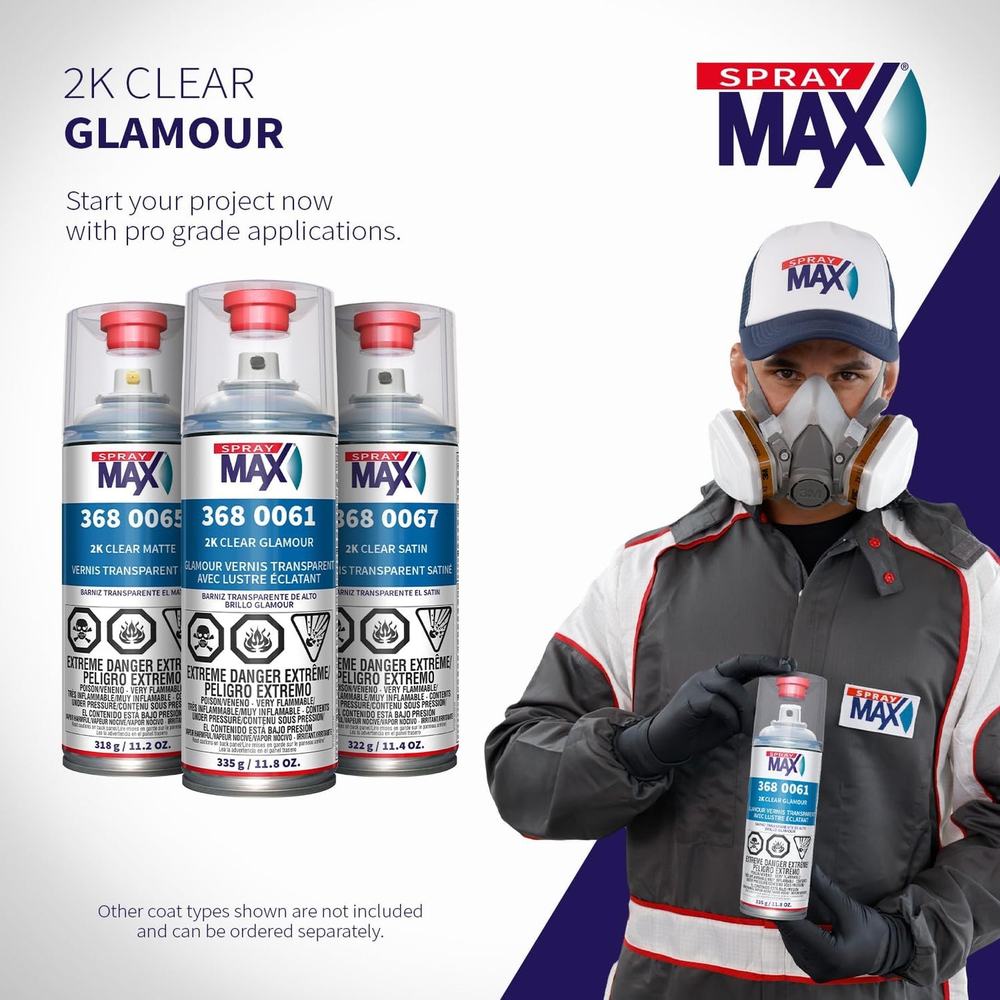 SprayMax 2K Glamour High Gloss Clear Coat | 2K Automotive Clear Coat Spray Paint | High Gloss Finishing Spray | UV-Resistant, Scratch & Gasoline Resistant | Professional Grade 11.8 oz