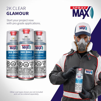 SprayMax 2K Glamour High Gloss Clear Coat | 2K Automotive Clear Coat Spray Paint | High Gloss Finishing Spray | UV-Resistant, Scratch & Gasoline Resistant | Professional Grade 11.8 oz