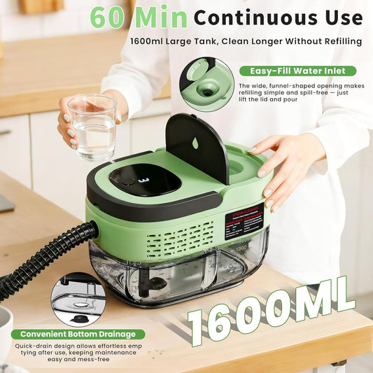 Handheld Steam Cleaner for Home, 2500W High Pressure Steam Cleaner for Car Detailing, 3 Steam Levels, 1600Ml Tank, High Heat Steamer for Bed Bugs, Couch, Furniture, Kitchen, Bathroom, Floors