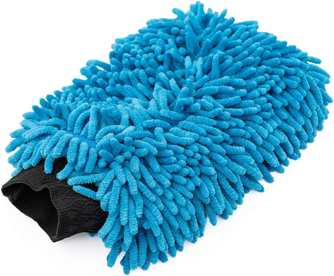 The Rag Company - Premium Chenille Microfiber Knobby Wash Mitts - Perfect for Car Washing and Detailing; Scratch-Free, Lint-Free, Double-Sided, Plush, and Absorbent; Lime Green + Blue (2-Pack)