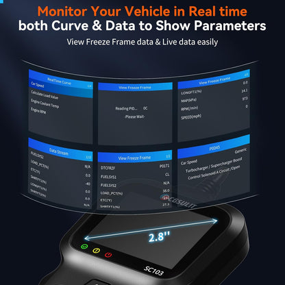 OBD2 Scanner, CGSULIT SC103 Car Code Reader Diagnose Check Engine Light Smog Check DTCs Scan Tool Live Data Stream Voltage Test for Vehicles Since 1996