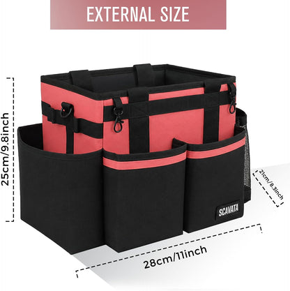 SCAVATA Compact Wearable Cleaning Caddy, Small Supplies Organizer with Handle & Shoulder Straps for Housekeepers, Under Sink & Car Cleaning Tool Organizer Bag (Black)