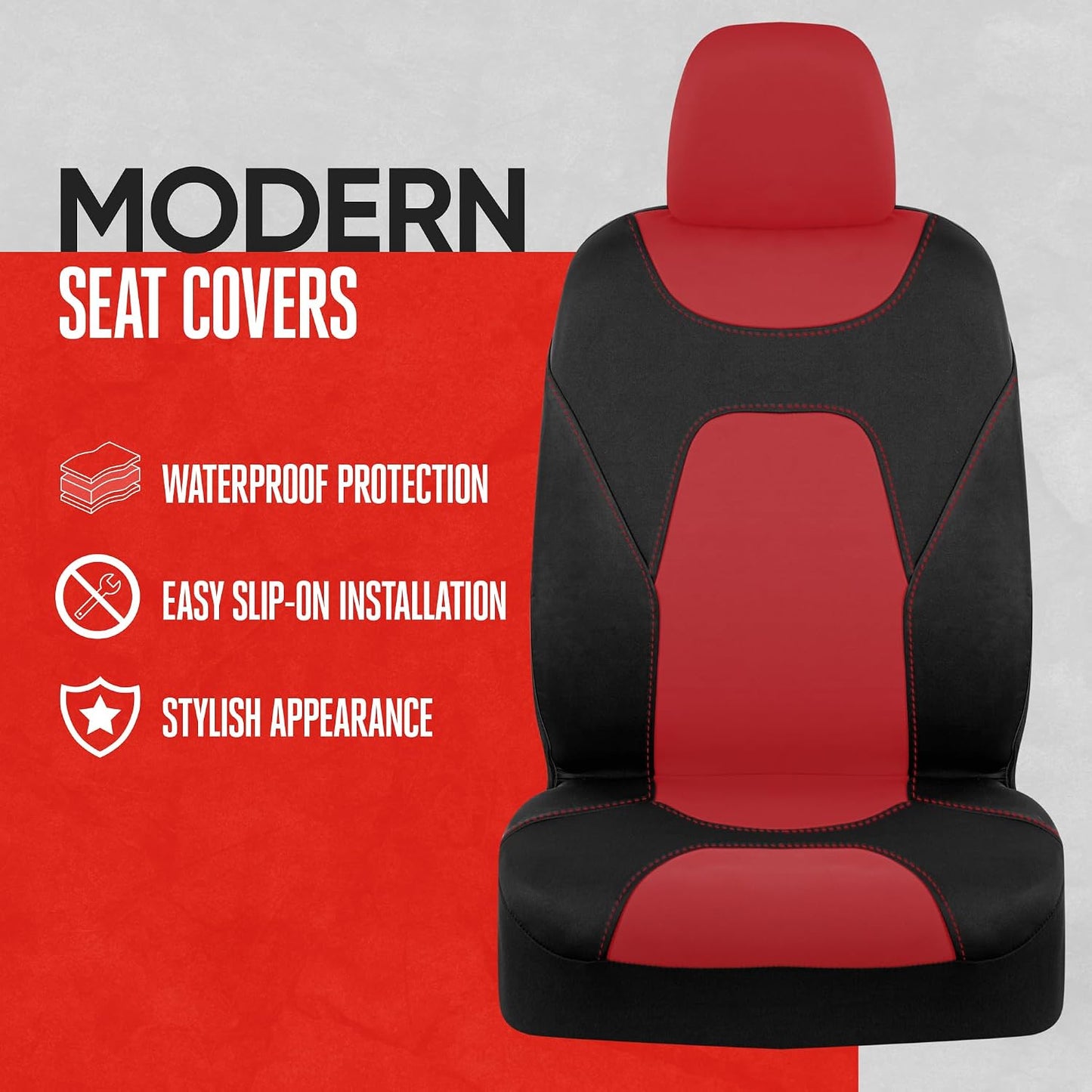 Motor Trend AquaShield Waterproof Front Seat Covers, Black Seat Covers for Cars – Neoprene Front Car Seats Cover, SUV Seat Covers Protector - Car Interior Cover for Auto, Trucks, & Dog Owners