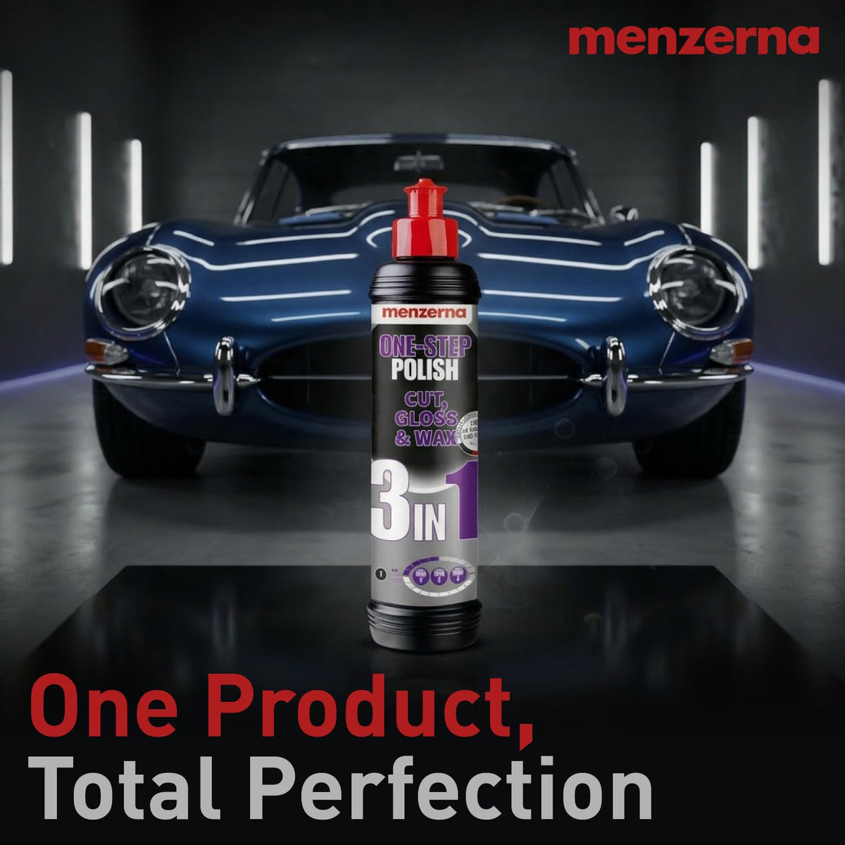 menzerna One-Step Polish 3in1 I Medium Cut Polish with High Gloss Finish & Seal in One I Buffing & Polishing Compound for Car Maintenance I Swirls, Holograms & Scratches I Car Body Repair I 8 fl oz.