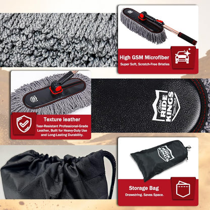Car Duster Exterior Scratch Free,Soft Car Brush Kit for Truck,SUV,RV and Motorcycle,Wax Cotton Hair,Dusters with Extendable Handle,Duster for Cleaning,Dust Pollen Removing,No Lint