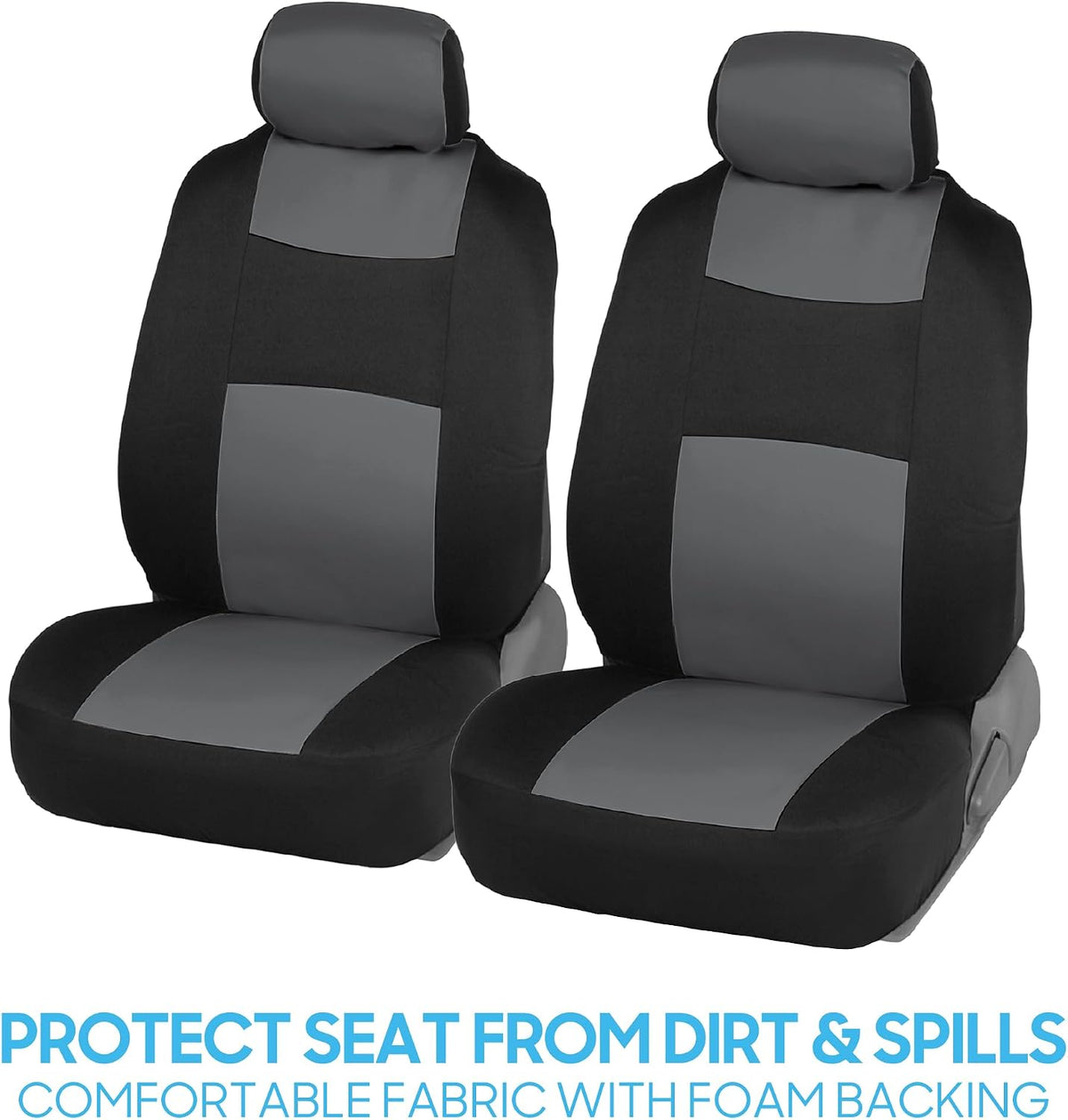 BDK PolyPro Car Seat Covers Full Set in Charcoal on Black – Front and Rear Split Bench for Cars, Easy to Install Cover Set, Accessories Auto Trucks Van SUV