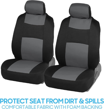 BDK PolyPro Car Seat Covers Full Set in Charcoal on Black – Front and Rear Split Bench for Cars, Easy to Install Cover Set, Accessories Auto Trucks Van SUV