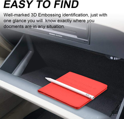 Car Registration and Insurance Holder, Car Accessories Vehicle Glove Box Car Organizer Women Wallet Case for Cards, Essential Document, Driver License by Cacturism, Pink | for Cards