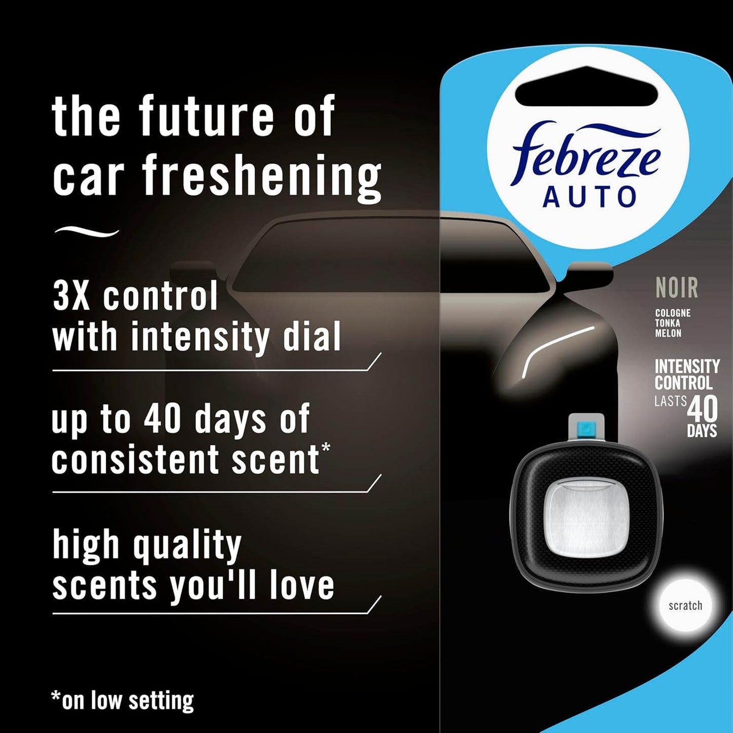 Febreze AUTO Air Freshener, Odor-Fighting Automotive Vent Clip, Midnight Storm Scent, 8 Count