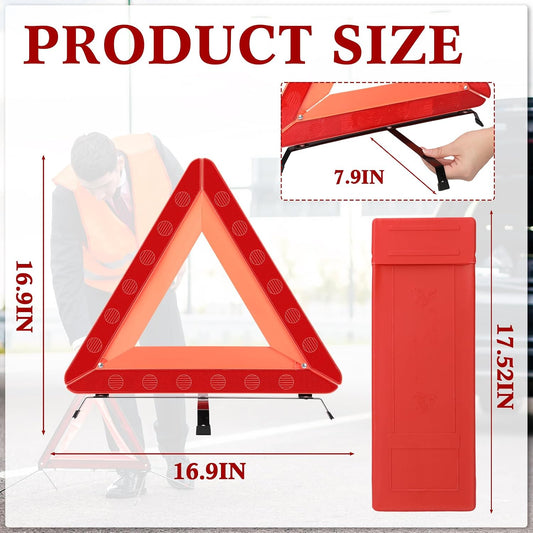 Kanayu Warning Safety Triangles for Vehicles Foldable Roadside Emergency Kit Emergency Reflective Triangles with Base and Carrying Case for Cars Trucks Breakdown(12 Pack)