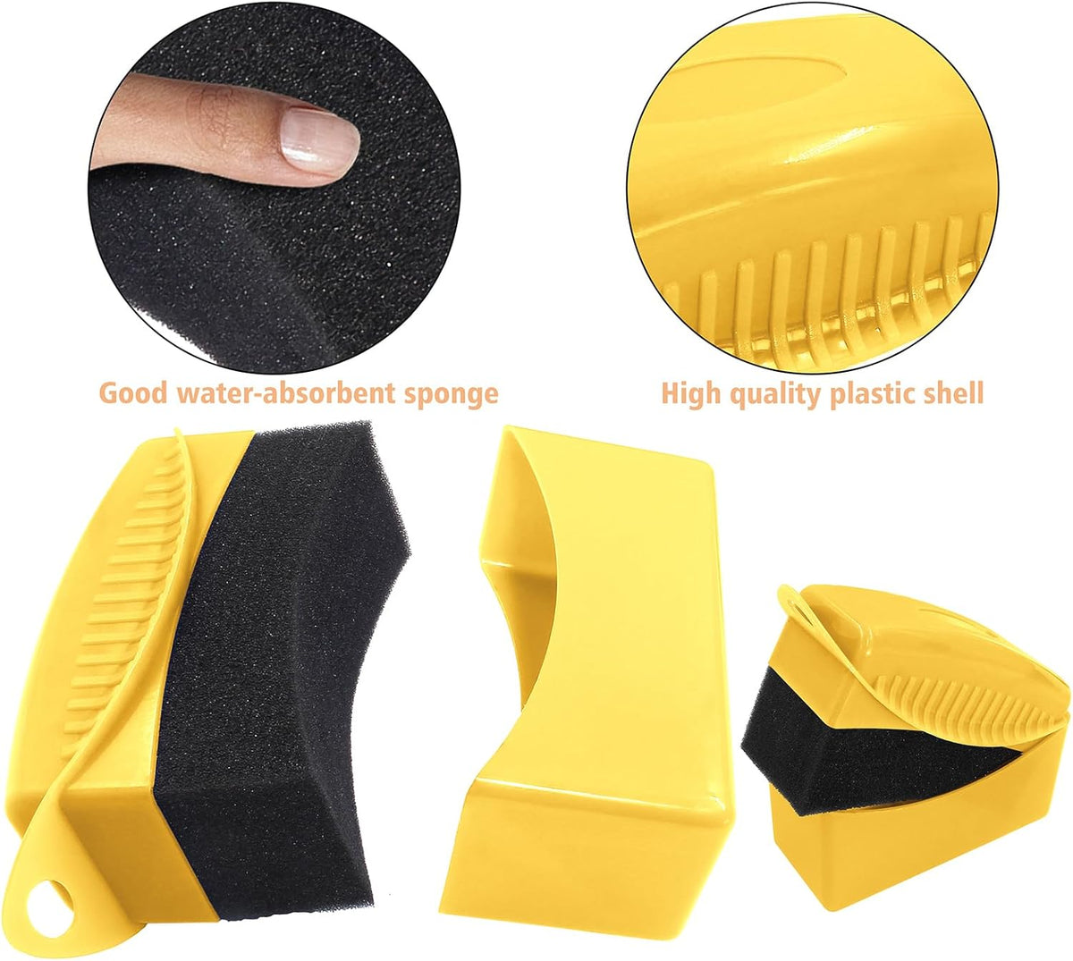 2Pcs Tire Dressing Applicators,Tire Shine Applicator Pads,Reusable Tire Dressing Sponge Pad Car Tire Applicator Pads with Lid for Car Glass, Painted Steel & Porcelain (Blue, Curved