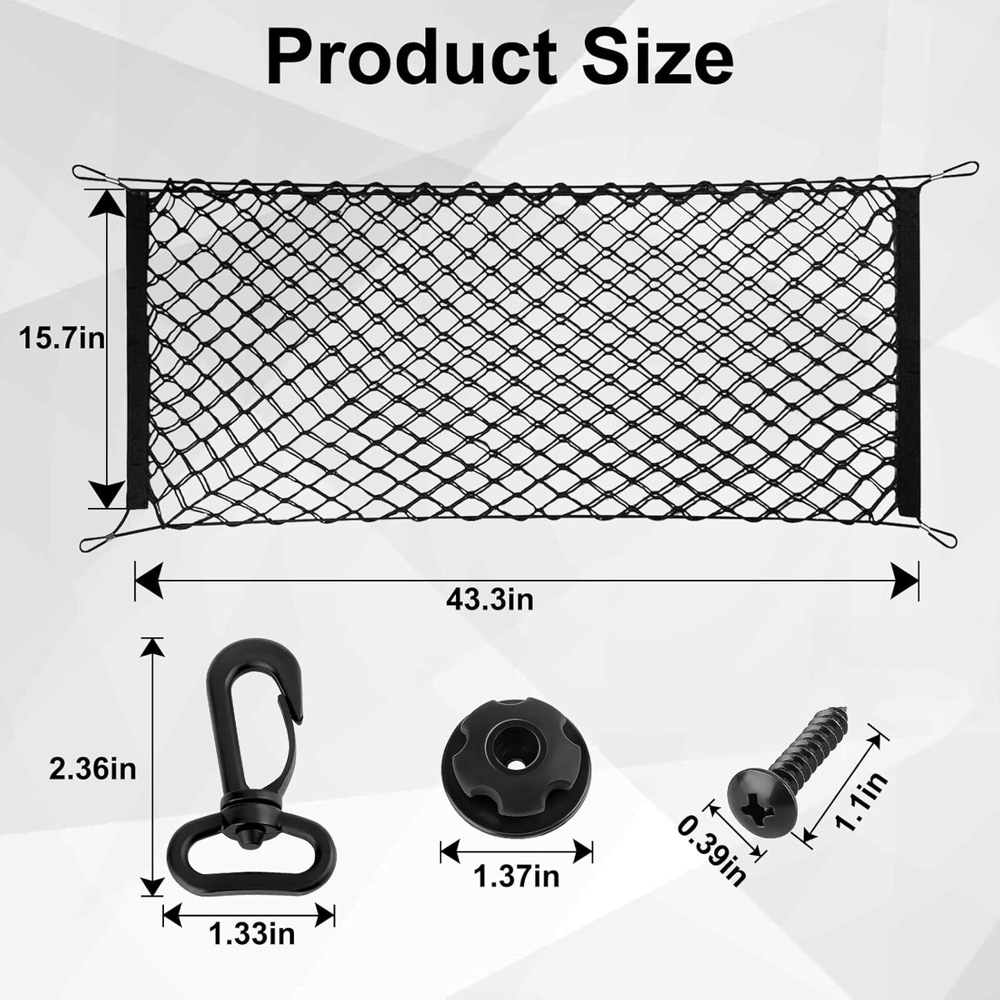 Cargo Net, Premium Dual-Layer Nylon Cargo Net for SUV, Automotive Exterior Accessories, Adjustable Elastic Trunk Net with Hook, Car Accessories for SUV, Truck, Pickup (35.4x15.7 Inch)