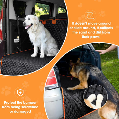 MIXJOY SUV Cargo Liner for Dogs, Waterproof Cargo Liner for SUV, Pet Dog Cargo Cover Mat with Bumper Flap Protector, Nonslip Car Trunk Mat for Sedans Vans, Universal Fit (90" L x 55" W)
