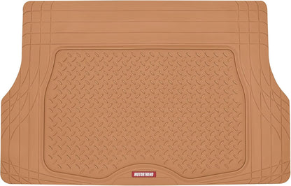 Motor Trend FlexTough Performance All Weather Rubber Car Mats with Cargo Liner - Full Set Front & Rear Floor Mats for Cars Truck SUV, Automotive Floor Mats (Black)