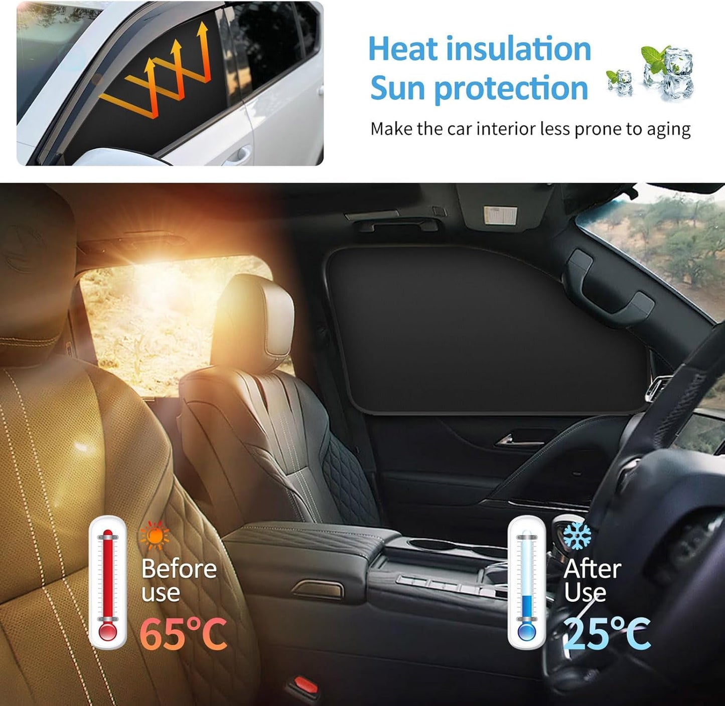 Car Window Sun Shades Curtains - Magnetic Privacy Curtains Side Window Sun Shades 100% Block Light Car Window Covers with Cooler Feeling 4Pcs, Thicken(Thickset, 4pcs)