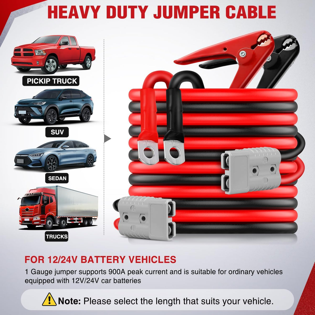 Nilight Jumper Cables for Car Battery 8 Gauge 12 FT Booster Cable Heavy Duty 250 A CCA with Carrying Bag Jump Start Emergency Kit Pickup Vans SUV Sedan Motorcycle
