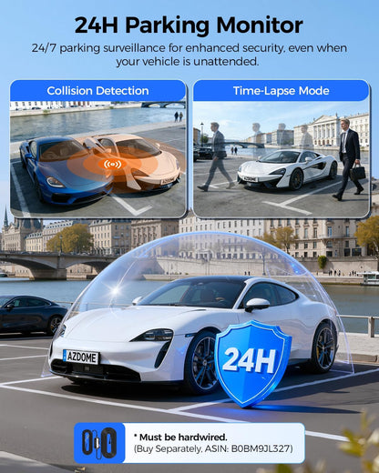 AZDOME M550 Max 4K 3 Channel Dash Cam, Dual STARVIS 2 Sensors, 4K+2.5K+1080P Front and Rear Inside Triple Car Camera, Built-in WiFi GPS, 64GB Card Included, IR Night Vision, Ride Share Accessories