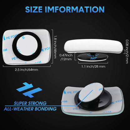 BBTO 4 Pcs Blind Spot Car Mirror 360 Convex Degree Adjustabe Glass Traffic Safety Rear View Mirror Spot Frameless Adjustable Self Adhesive Angle for Larger Image Exterior Accessories (Rectangle)