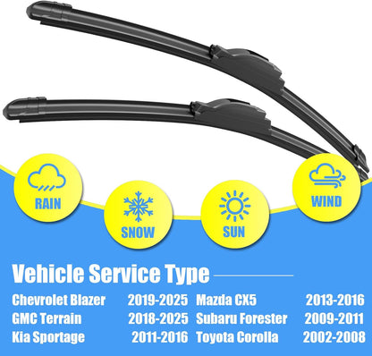 Gavimnal® 28"+17" Silicone Wiper Blades Replacement For Nissan Altima 2007-2015,Maxima 2009-2014,All-Season Front Windshield Wiper Blades(Set of 2)