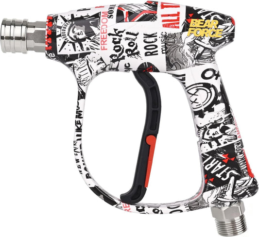 BEAR FORCE Pressure Washer Short Spray Gun M22-ID14mm Max 3000 PSI & Foam Cannon Foam Gun with 5 Tips #035 & 3/8'' Quick Connector Swivel, Additional Orifice Nozzle 1.10mm, Car Care Detailing