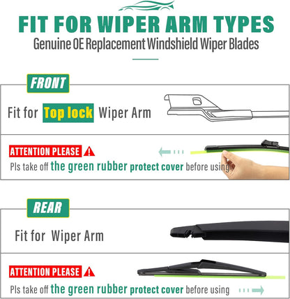 26" 16" 11" Windshield Wiper Blades Replacement for Chevrolet Chevy Trax 2024 2025 2026 Premium All Weather Front Rear Wipers Set - OEM Quality (Pack of 3) - Colors E