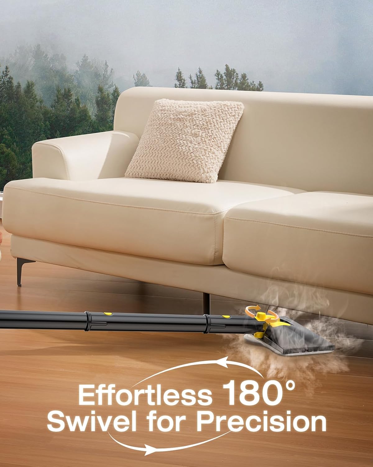 10-in-1 Steam Mop with Detachable Handheld Steamer,350ml Tank, 10s Heat-Up, 248°F Steam Cleaner, 2-Level Control and Swivel Head for Floor,Carpet,Tiles, BBQ grill,Car Accessories Clean White