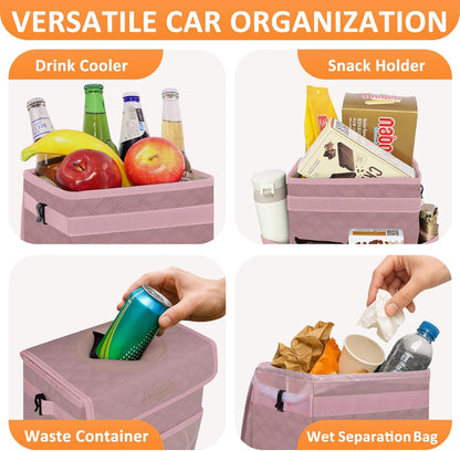 Vankor Car Trash Can Bin with Lid Hanging for Back Seat, Car Accessories for Women Men Leak Proof Automotive Garbage Cans Leakproof Vehicle Trash Can for Truck SUV Black