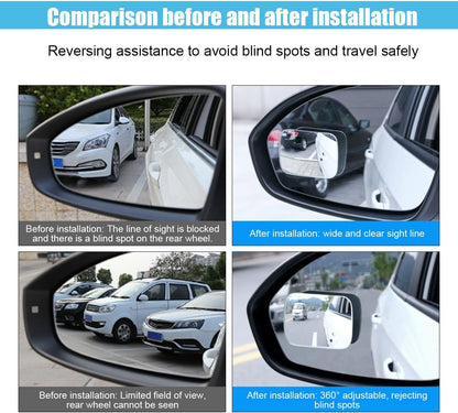 GLSOWEE Car Blind Spot Mirror, 2"" Round Convex Mirror, Frameless HD Glass Rear View Mirror with Wide Angle Adjustable Stick, Universal Vehicle Exterior Accessories for Car SUV Truck (2 PCS)
