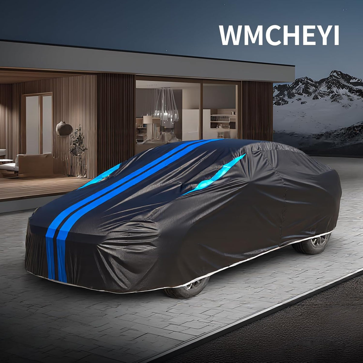 Car Cover Waterproof All Weather,6 Layers Car Covers for Automobiles, Full Exterior Cover with Zipper, Outdoor Car Cover Sun UV Rain Snow Wind Protection, Fit for 185"(185*70*59 inch)Sedan