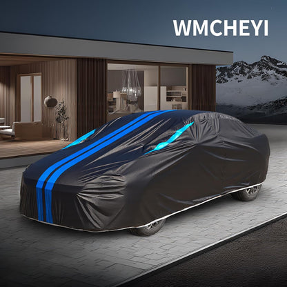 Car Cover Waterproof All Weather,6 Layers Car Covers for Automobiles, Full Exterior Cover with Zipper, Outdoor Car Cover Sun UV Rain Snow Wind Protection, Fit for 185"(185*70*59 inch)Sedan