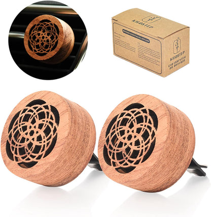 Essential Oil Car Diffuser, 2 PCS Car Aromatherapy Wood Diffuser with Vent Clip